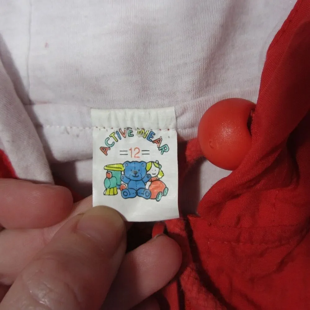 Hello Kitty Jacket Girls 14 Red Windbreaker Full Zip Convertible Backpack Hooded